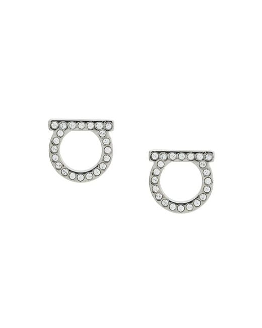 Ferragamo Metallic Gancini Crystal Earrings