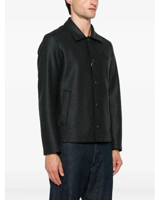 Herno Black Virgin Wool Camicia for men