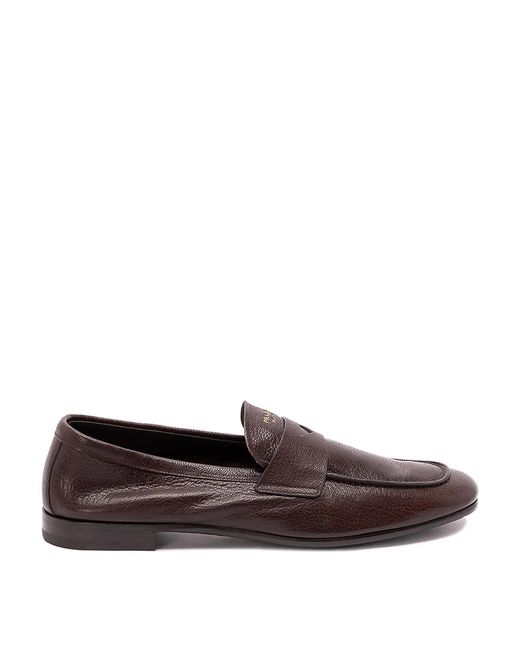 Prada Brown Leather Loafers for men