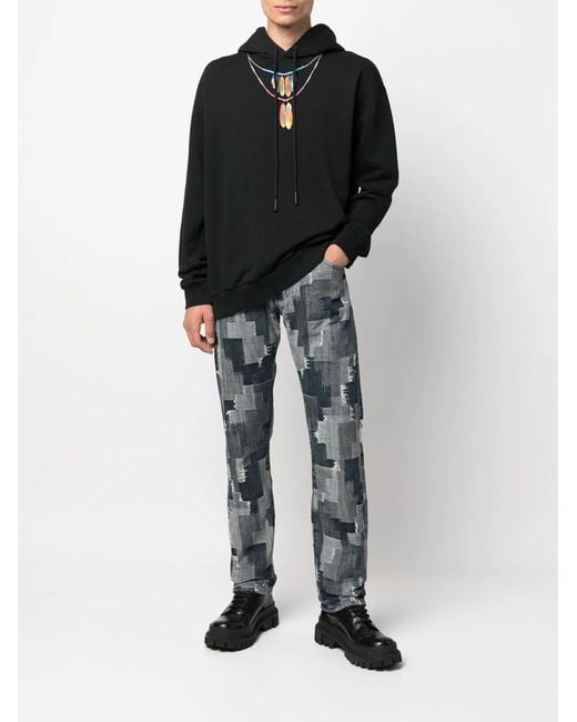 Marcelo Burlon Black Graphic-print Pullover Hoodie for men