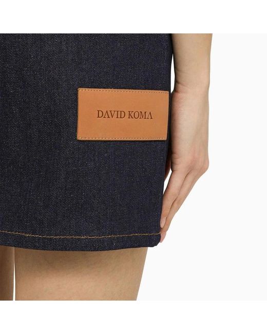 David Koma Blue Denim Mini Dress With Mirrors