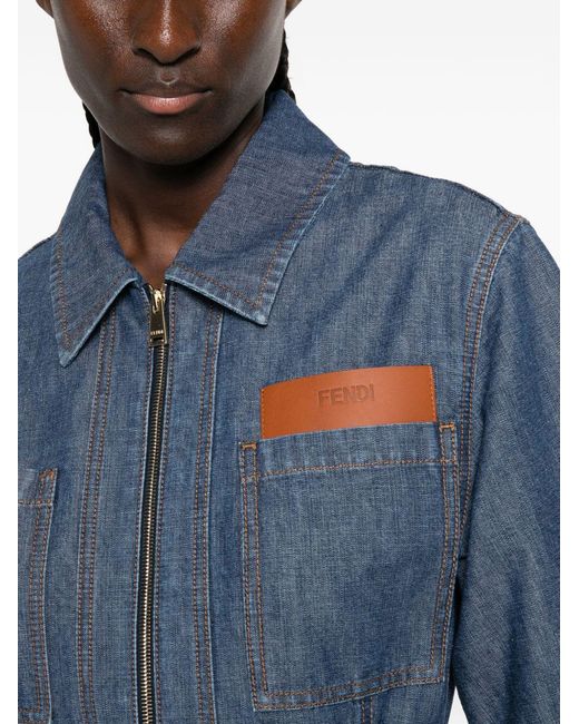 Fendi Blue Abito Chambray Denim
