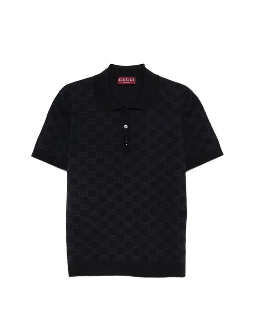 Gucci Black Knitted Short-Sleeve Polo for men