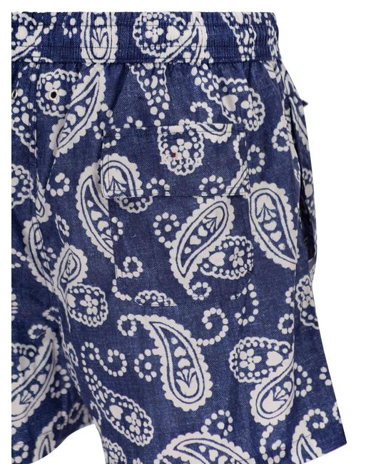 Kiton Blue Short Patterned Swim Boxers for men