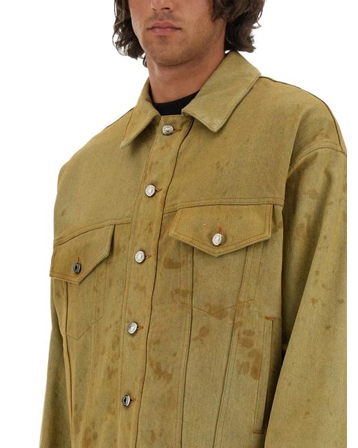 MSGM Green Denim Jacket Dyed for men