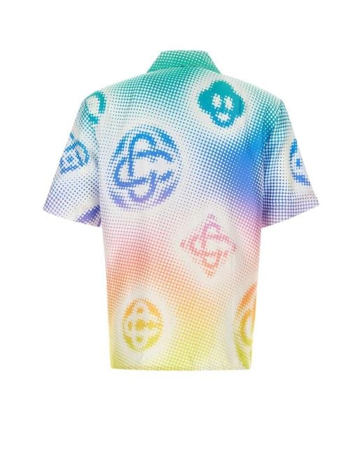 Casablanca Yellow Halftone Logo Cuban Collar Ss Shirt for men