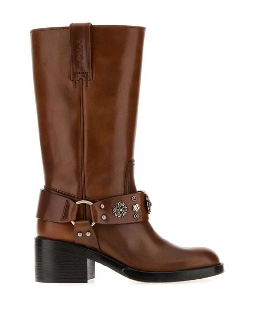 Chloé Brown Leather Dakota Boots