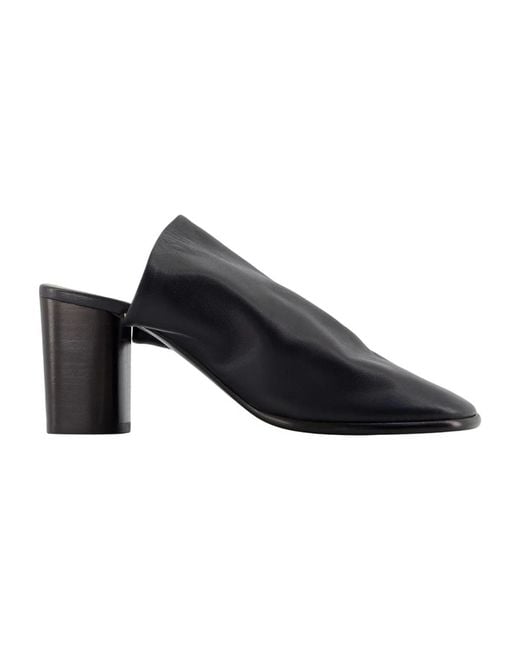 Lemaire Blue Lambskin Mules With Block Heel