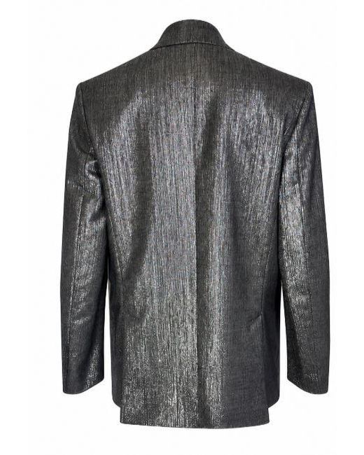 Pinko Black Charcoal Polyester Viscose Jacket