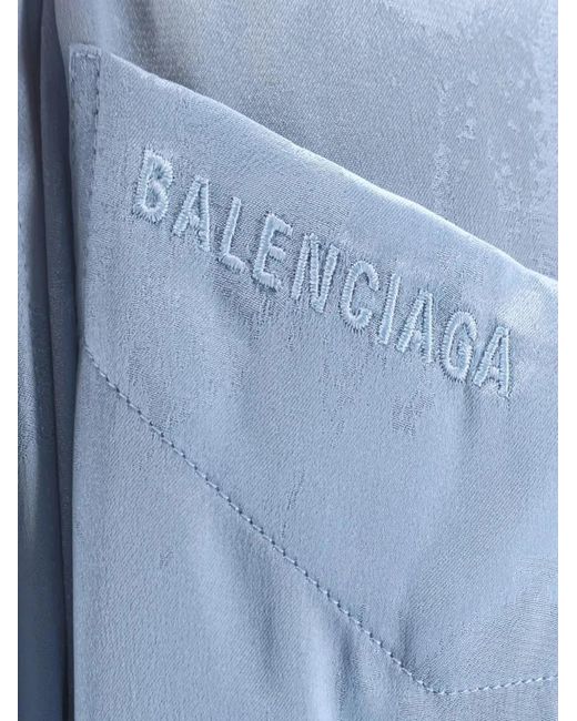 Balenciaga Blue Silk Pants With Print