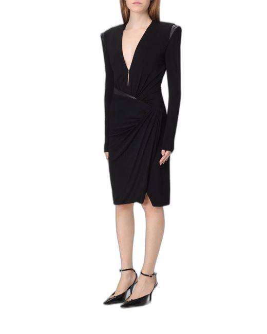 Versace Black Vneck Mini Dress
