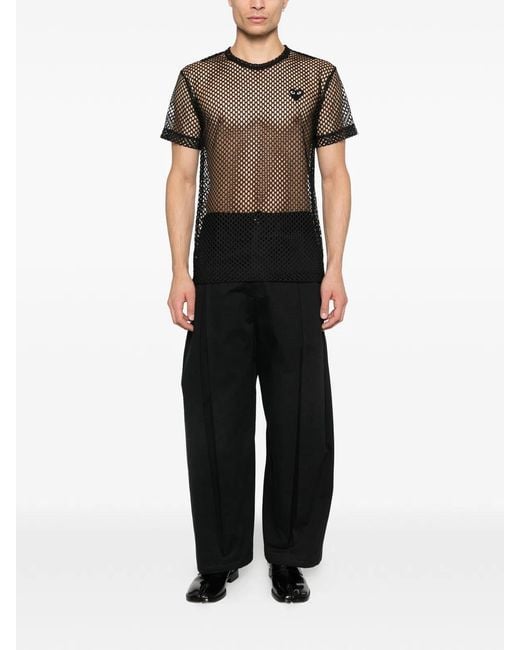 COMME DES GARÇONS PLAY Black Tshirt Mesh Large Emblem for men