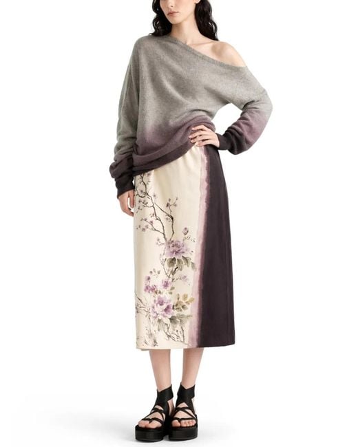 Dior Natural Printed Midi Skirt