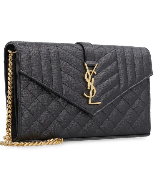 Saint Laurent Gray Cassandre Chain Crossobody Bag