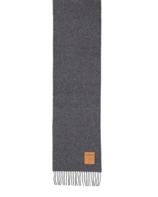 Ganni White Wool Scarf