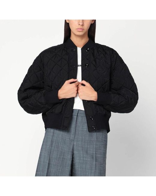 Jil Sander Black Quilted Bomber