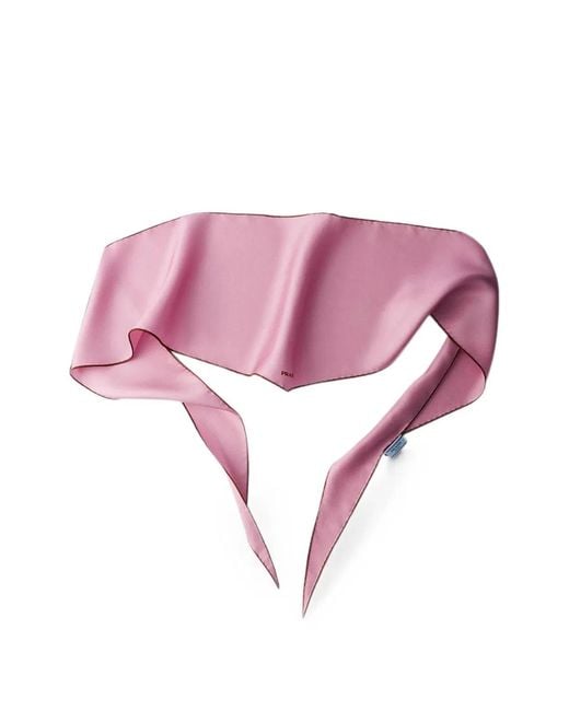 Prada Pink Printed Twill Scarf