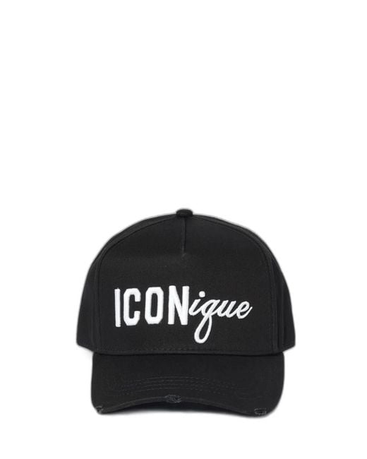 DSquared² Black Iconique Baseball Cap for men