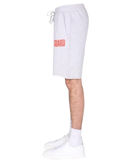 Helmut Lang White Fleece Bermuda for men