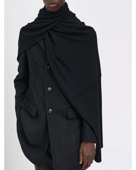 DEVOA Black Wool Scarf for men