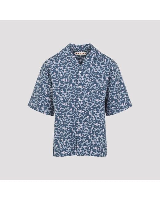 Marni Blue Ss Cotton Shirt for men