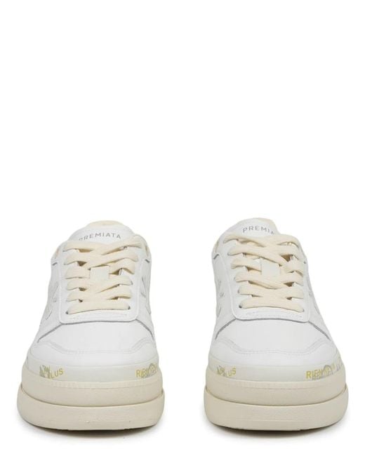 Premiata White Calf Leather Sneaker