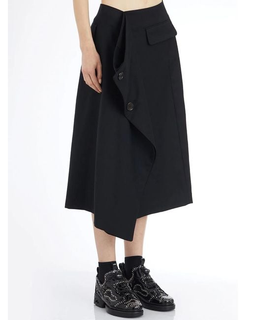 Comme des Garçons Black Long Wool Skirt