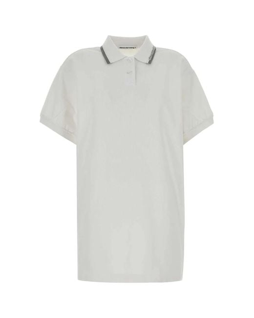 T By Alexander Wang White Relaxed Mini Polo Dress