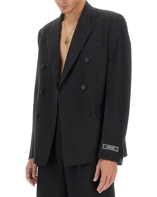 Versace Black Double-Breasted Blazer for men