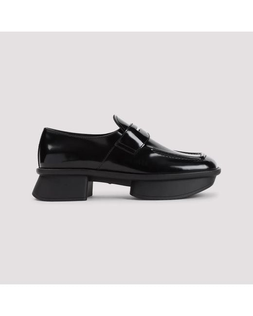 Prada Black Elegant Leather Loafers With 4Cm Heel