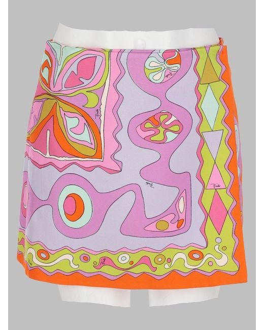 Emilio Pucci Pink Printed Silk Mini Skirt