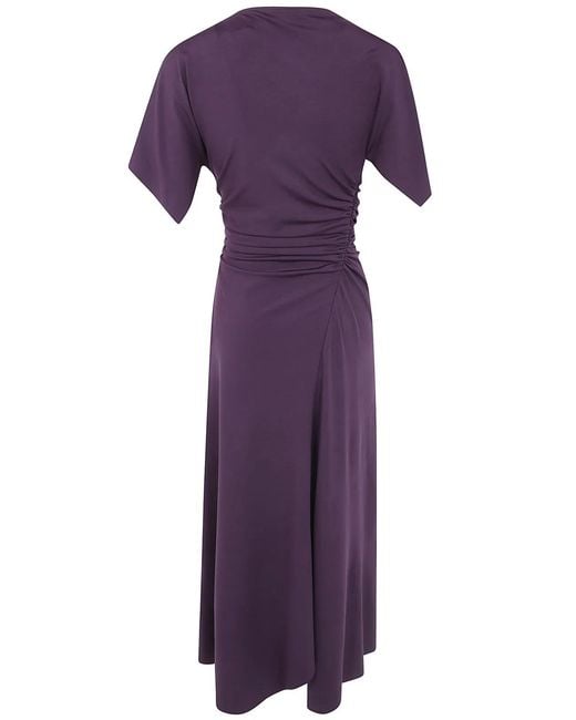 Victoria Beckham Purple "Cap" Sleeve Dress