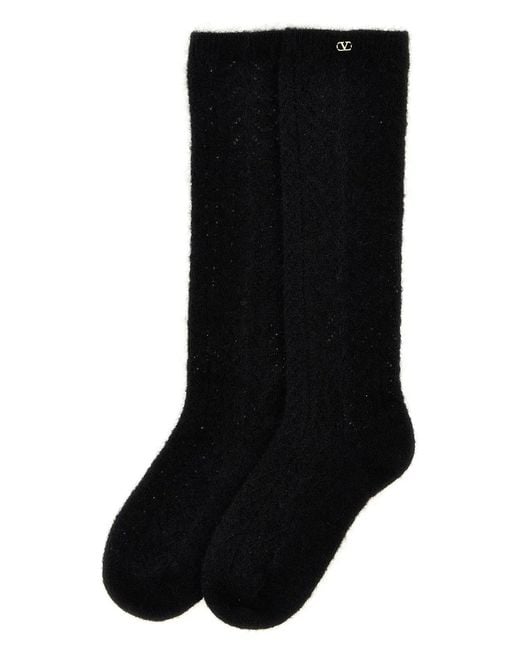 Valentino Garavani Black Mohair Socks