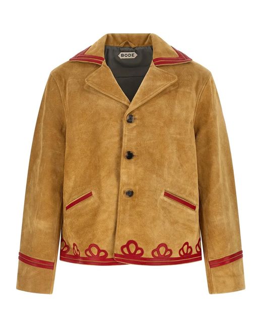Bode Brown Cowhide Leather Jacket for men
