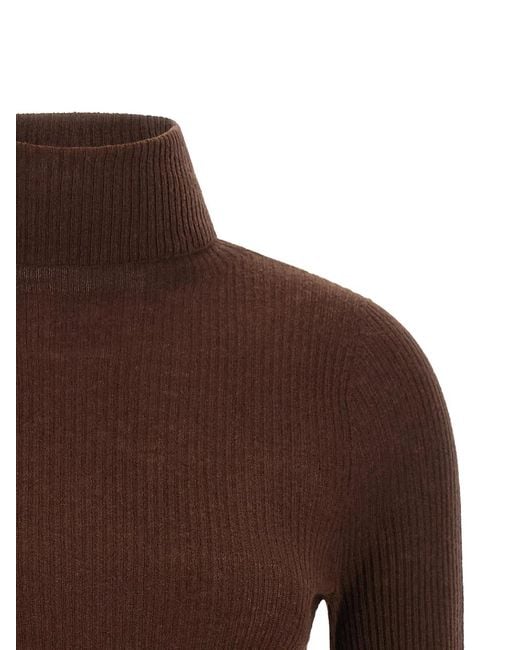 Fabiana Filippi Brown Ribbed Turtleneck Sweater
