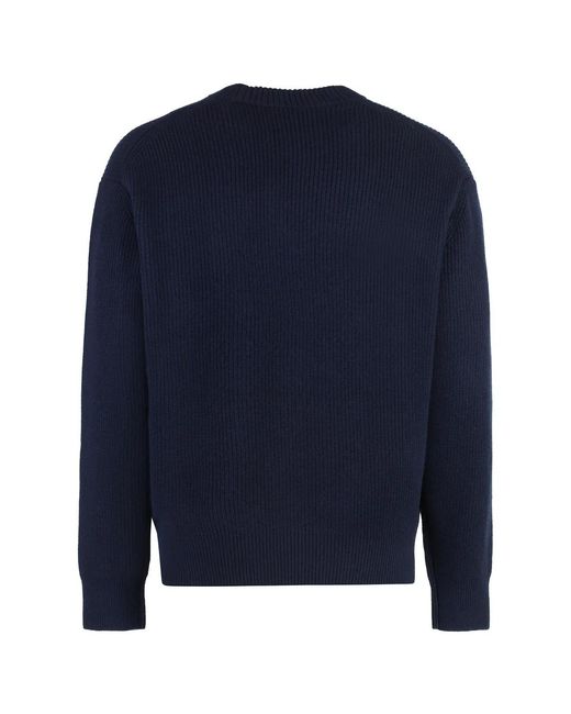 Maison Kitsuné Blue Maison Kitsuné Wool-Blend Crew-Neck Sweater for men