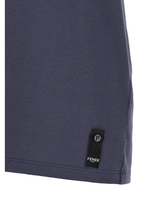 Fendi Blue 'Postcards' T-Shirt for men
