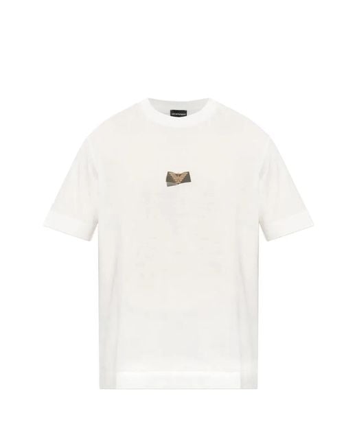 Emporio Armani White T-Shirt With Logo Patch for men