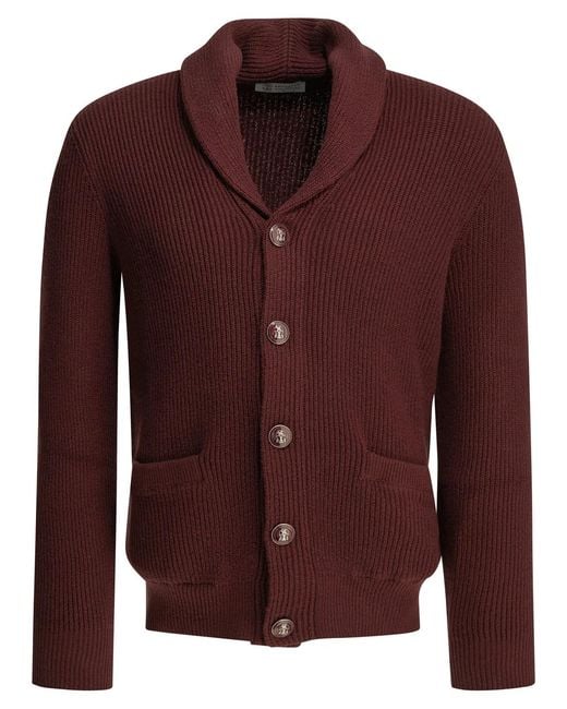 Brunello Cucinelli Purple Cotton Cardigan for men