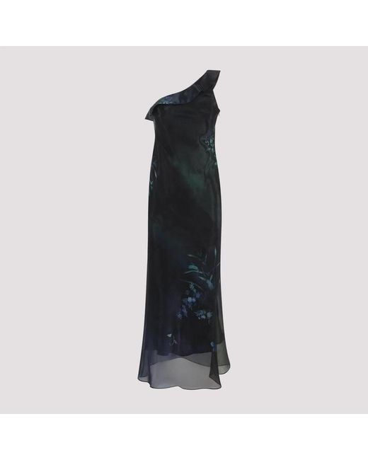 Giorgio Armani Black One-Shoulder Silk Long Dress