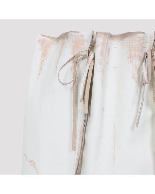Prada White Sand Leather Skirt