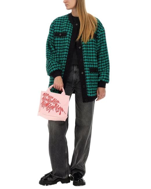 MSGM Green Houndstooth Tweed Jacket