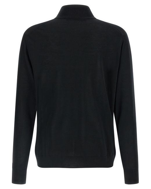 Kiton Black Wool Cardigan for men