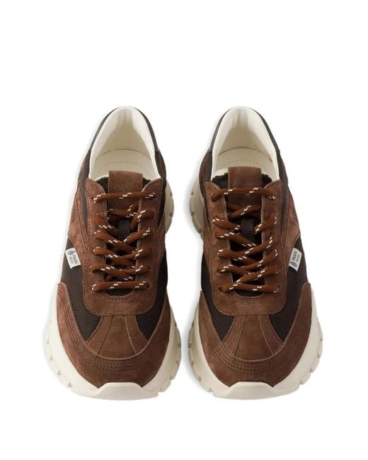 Prada Brown Leather Rete Tech Sneakers