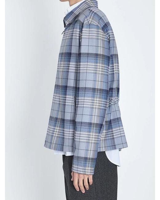 Dior Blue Zippered Check Shirt for men