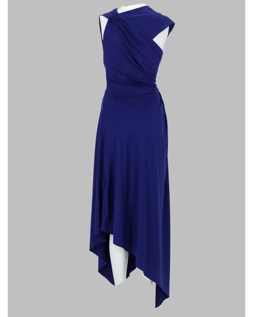 Victoria Beckham Blue Abito Midi Asimmetrico