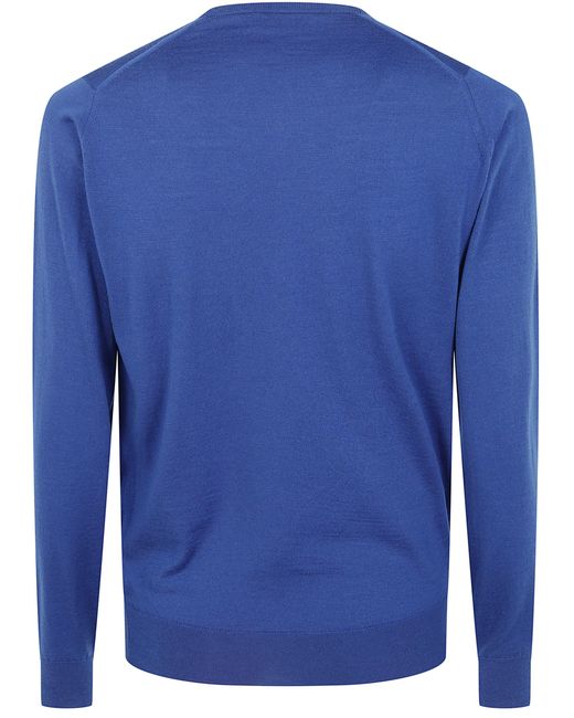 John Smedley Blue "Lundy" Crewneck Long Sleeves Pullover for men