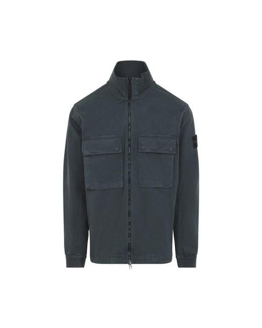 Stone Island Blue Dark Cotton Shirt Jacket for men