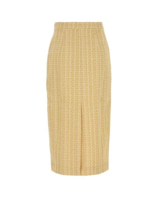 Alessandra Rich White Sequin Tweed Midi Skirt