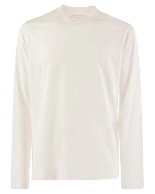 Fedeli White Giza Cotton Crew-Neck T-Shirt for men